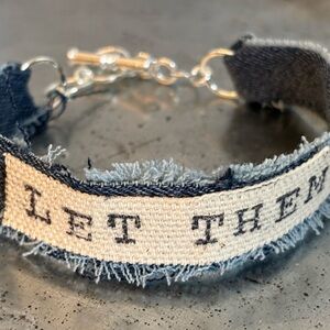 Upcycled Denim and Canvas Bracelet “Let Them”